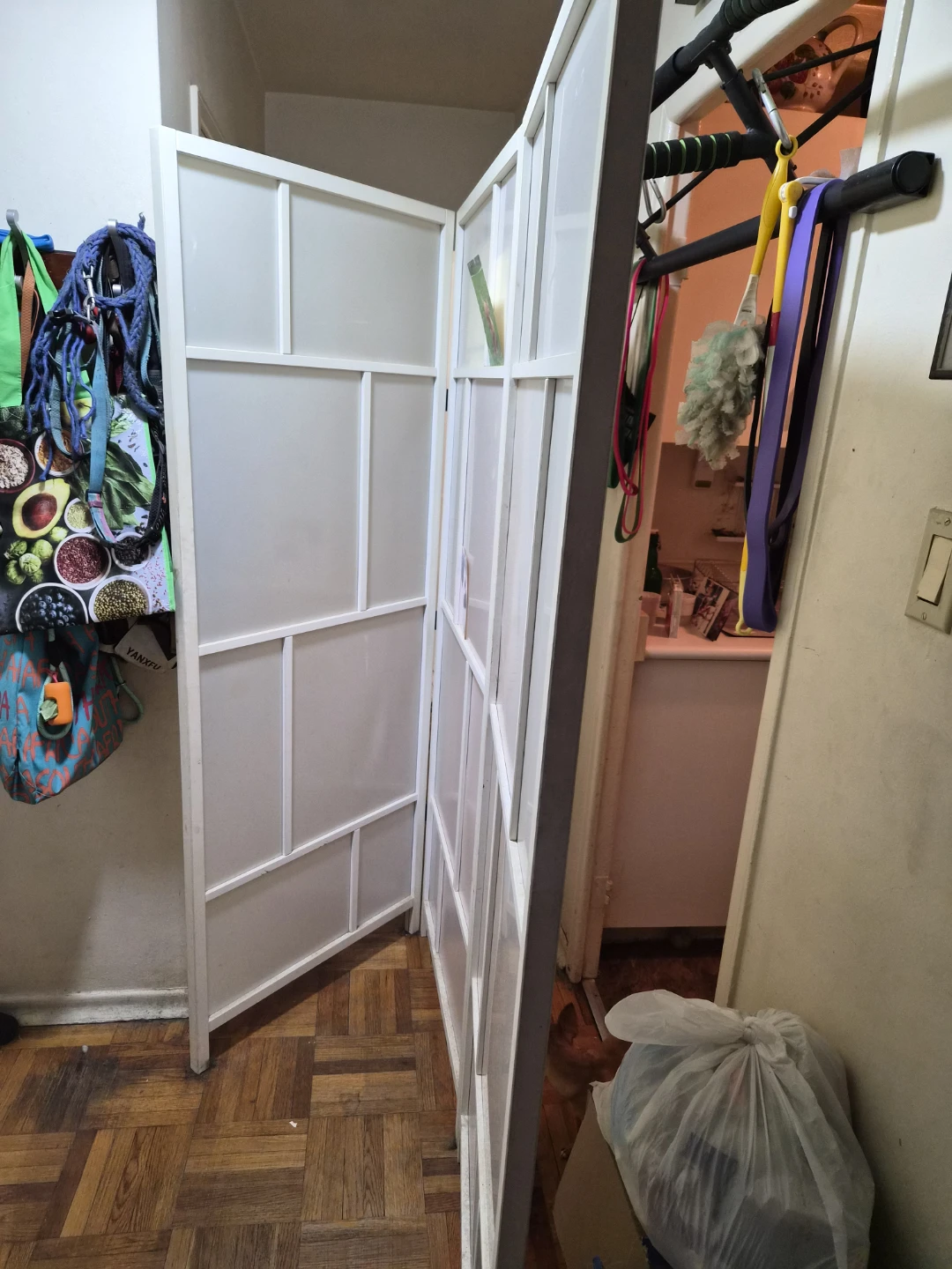 White 3-Panel Wood Room Divider - photo 2