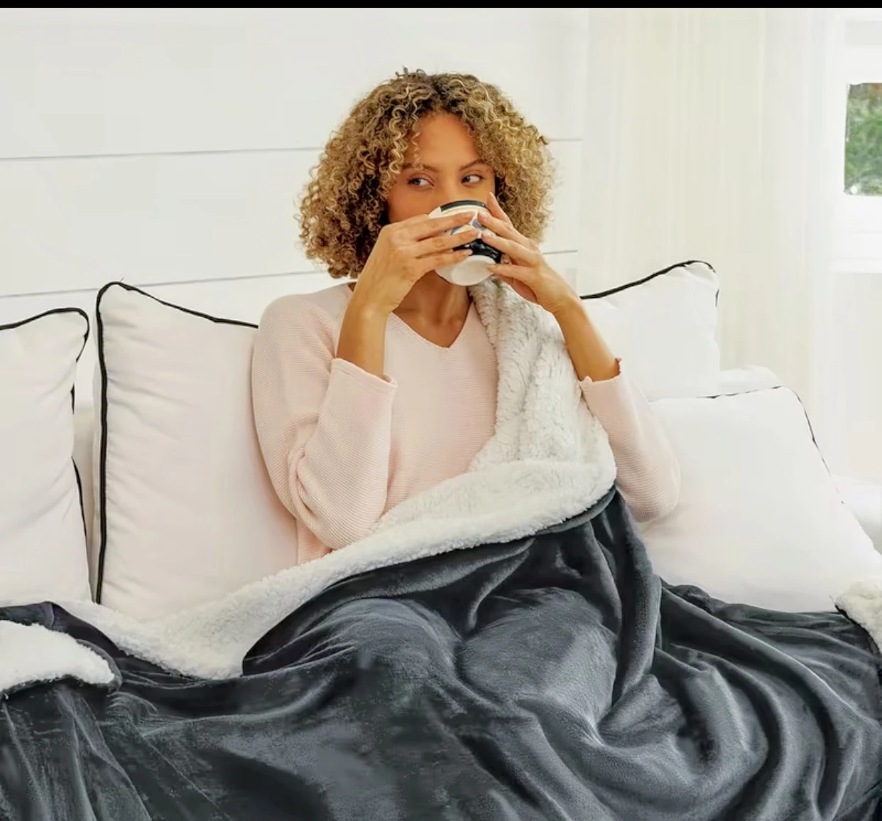 Grey Sherpa Fleece Blanket - photo 4
