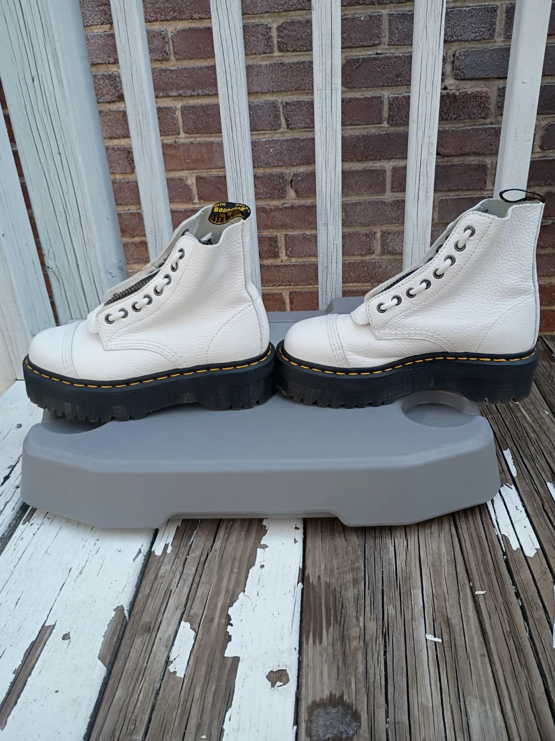 Dr. Martens Sinclair White Leather Platform Boots - photo 4