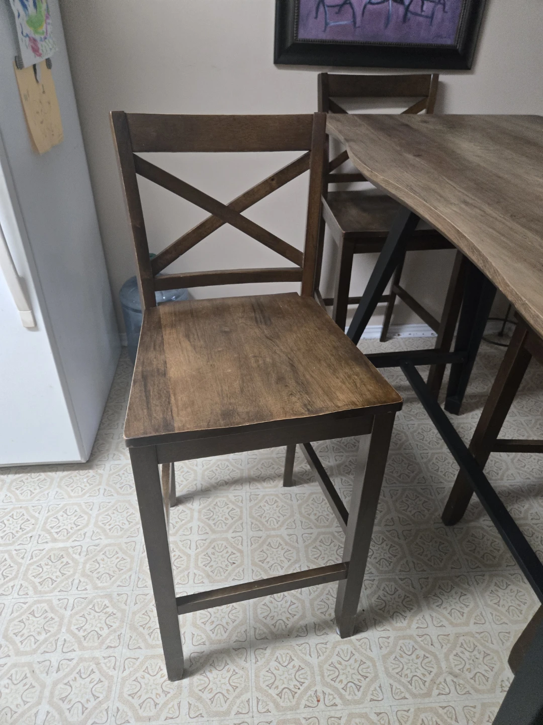 Live edge style high top bar table with two chairs - photo 4