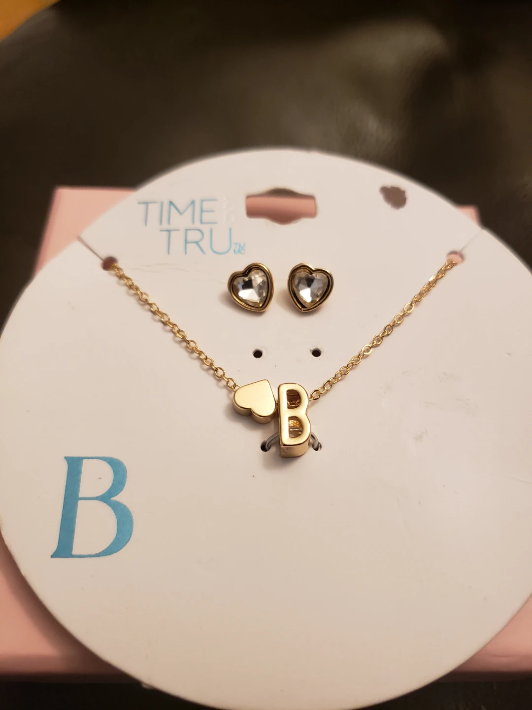 Time and Tru Letter B Necklace and Earring Set