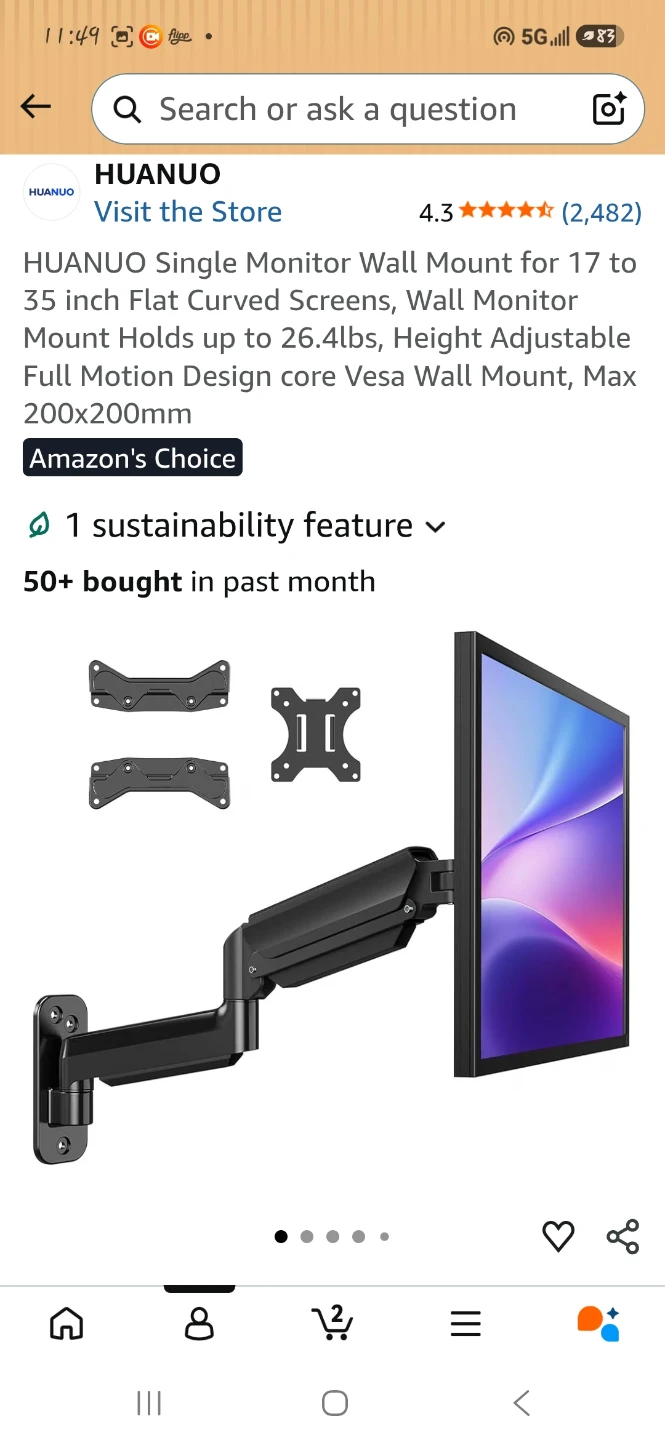Single Monitor Wall Mount