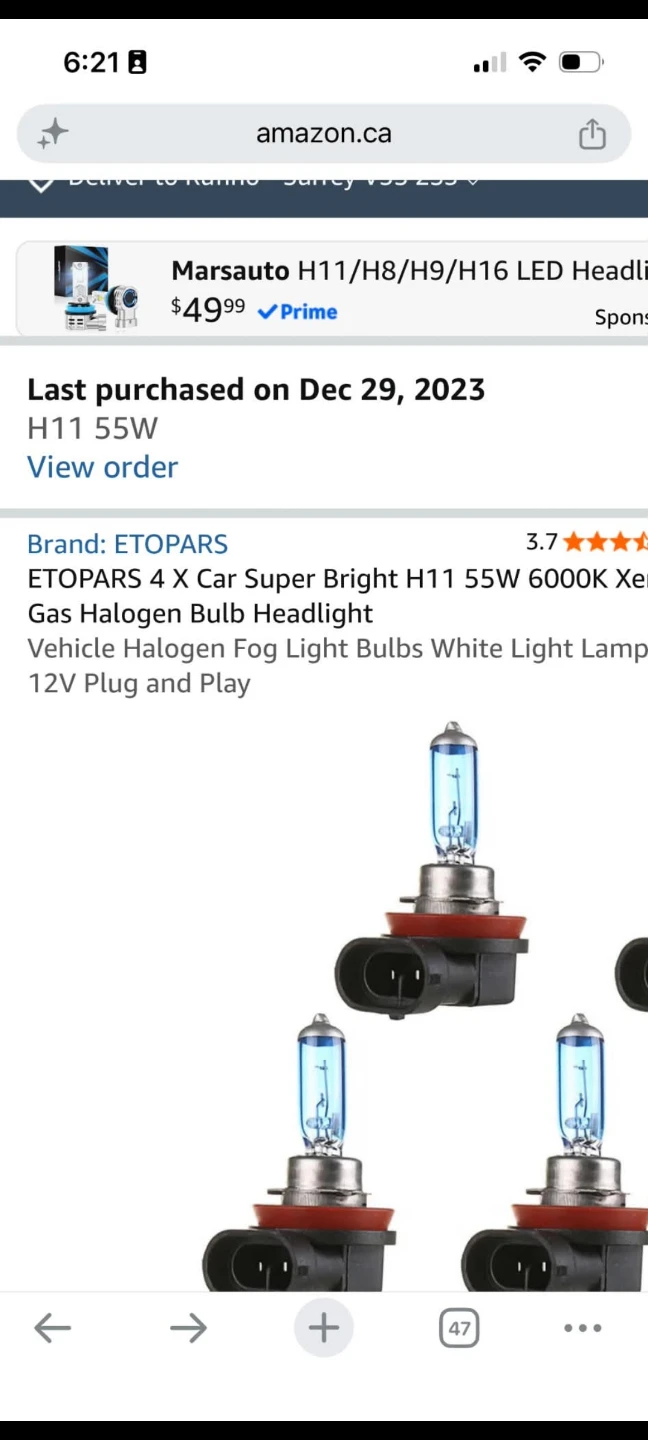ETOPARS H11 55W 6000K Halogen Bulbs (4-Pack)