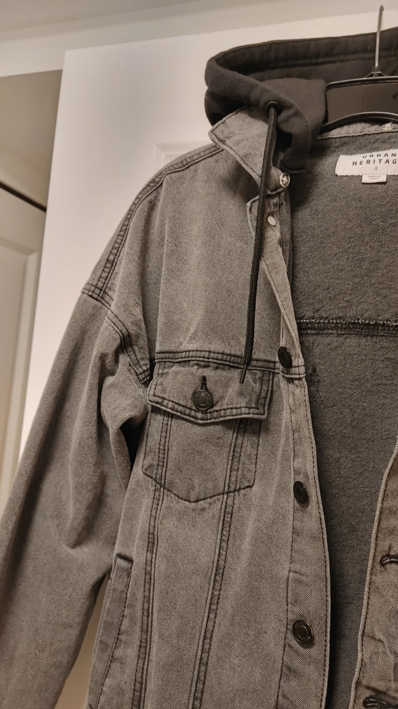 Urban Heritage Grey Denim Jacket with Hood - Size S - photo 3