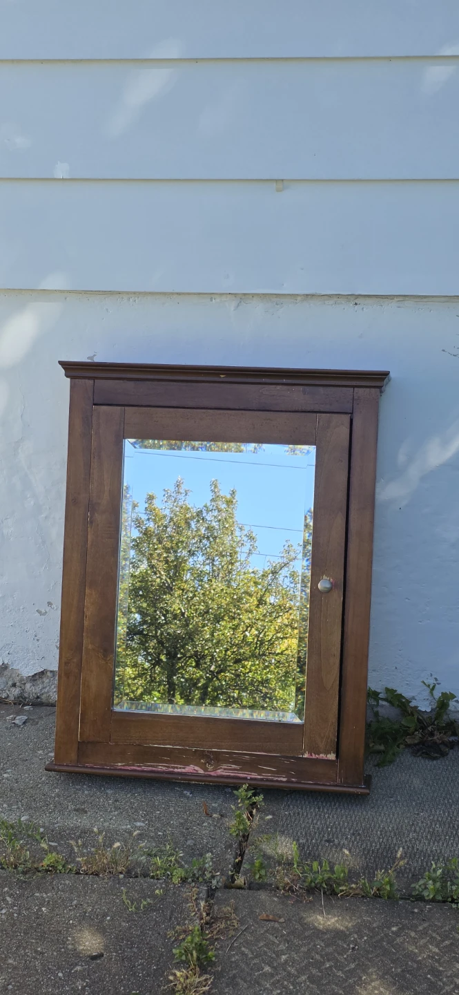 Wooden Medicine Cabinet with Mirror - photo 5
