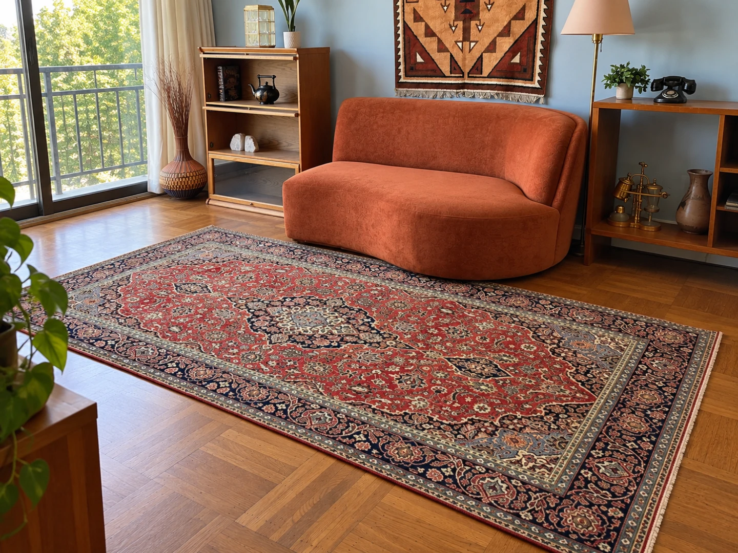 Authentic Persian "Kashan" Hand-Knotted Wool Area Rug