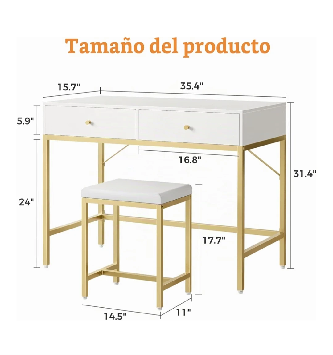 Modern Vanity Desk with Stool