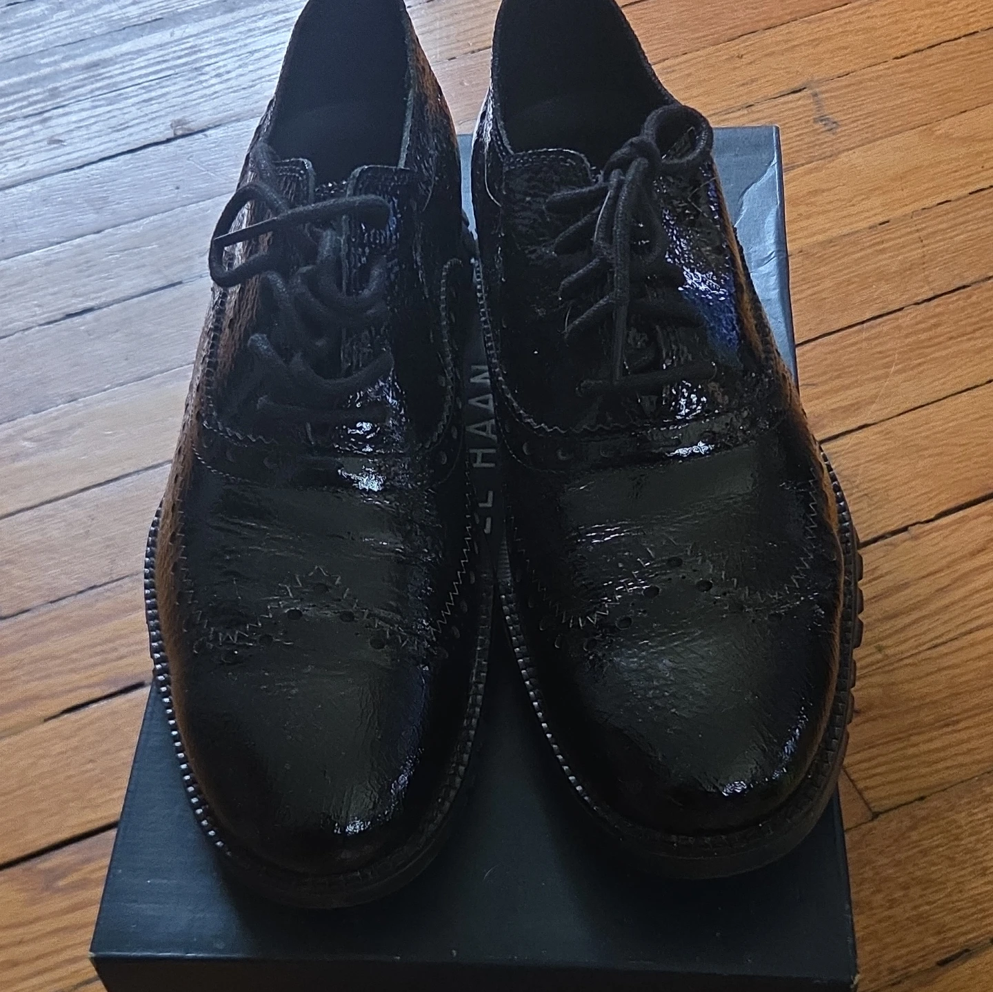 Cole Haan Black Patent Wingtip Oxford Shoes