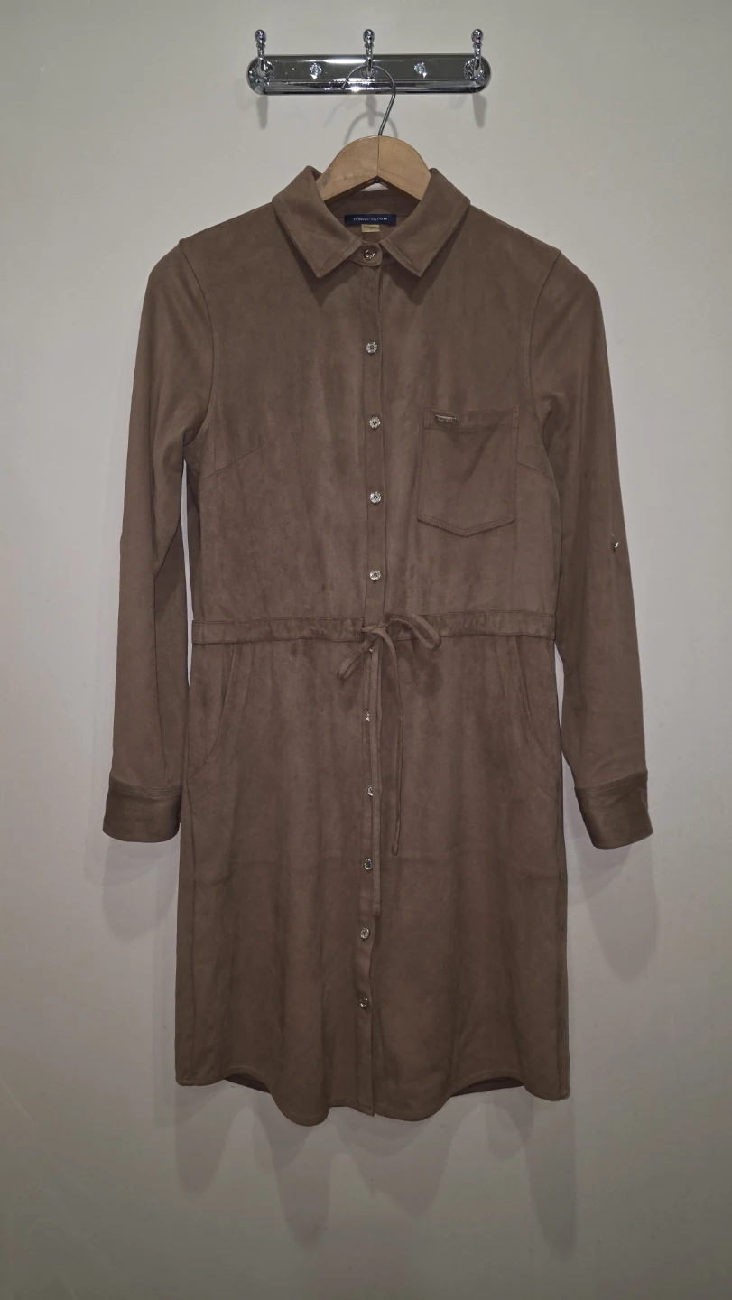 Tommy Hilfiger Brown Faux Suede Shirt Dress
