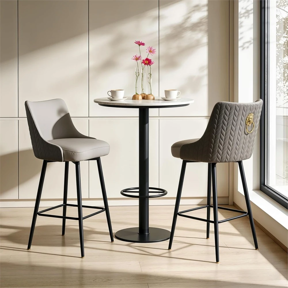 360-degree swivel bar stool with gold lion-head accent - photo 4