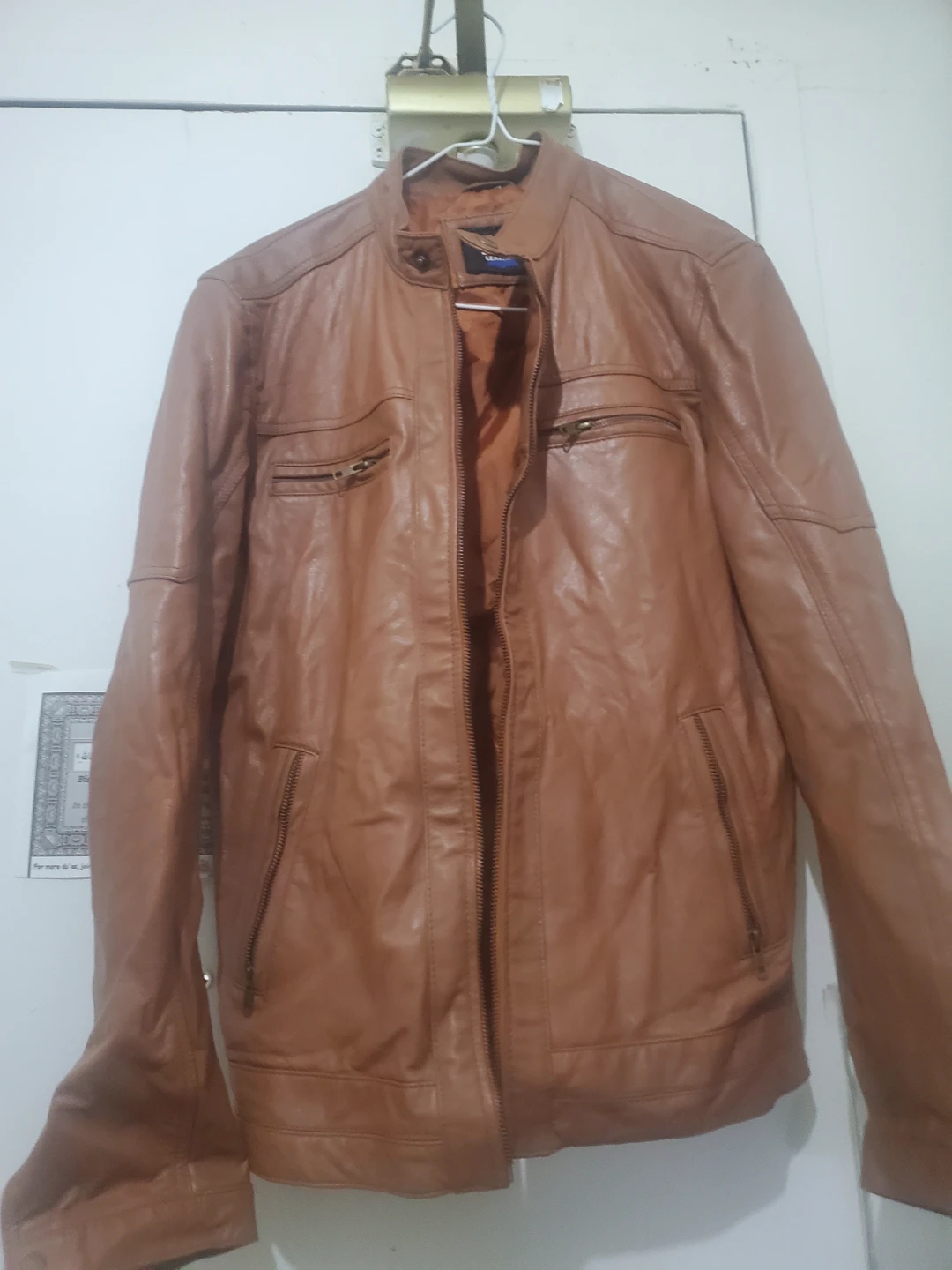 Tan Faux Leather Jacket - photo 2