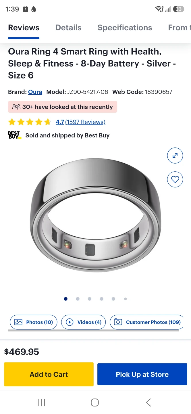 BRAND NEW Oura Ring 4 Smart Ring - Silver - Size 6 - photo 4