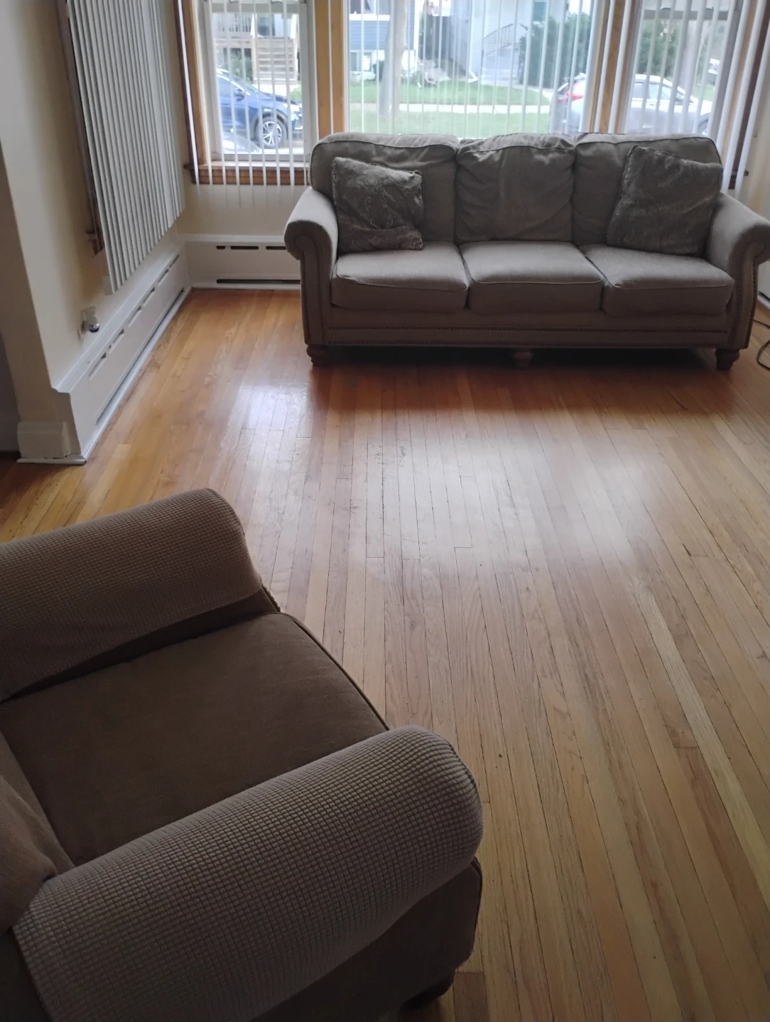 Three-Seater Beige Fabric Sofa