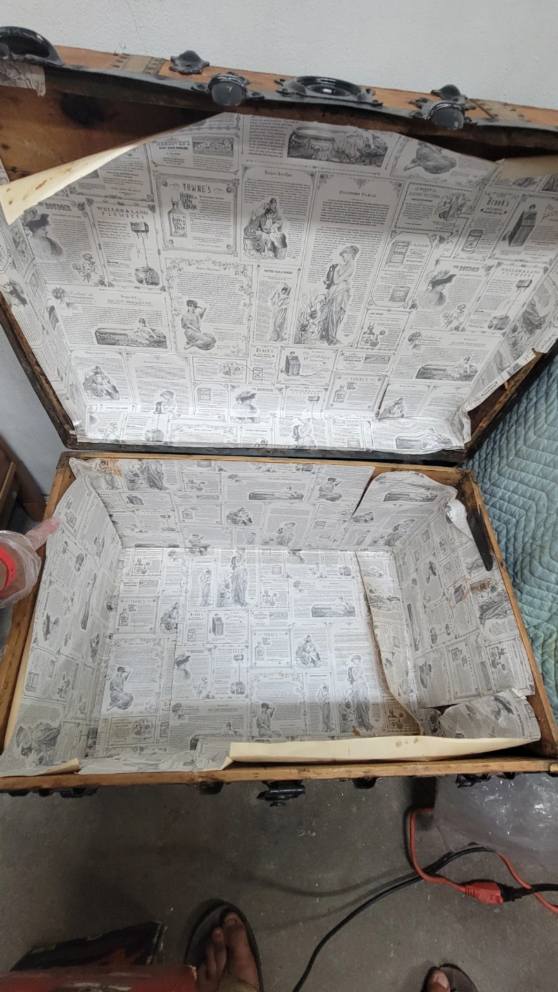Vintage Antique Wooden Storage Trunk - photo 5