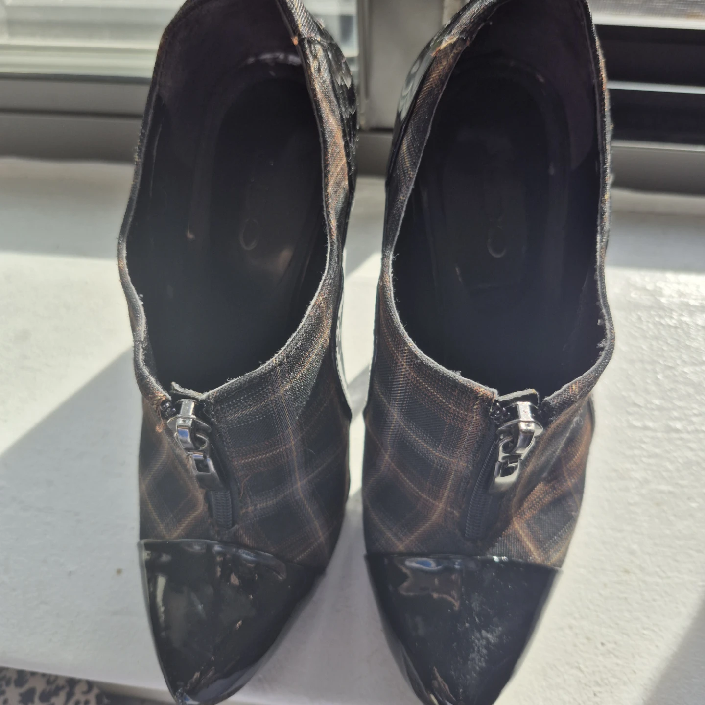 ALDO Plaid and Patent Leather Zip Heels - photo 3