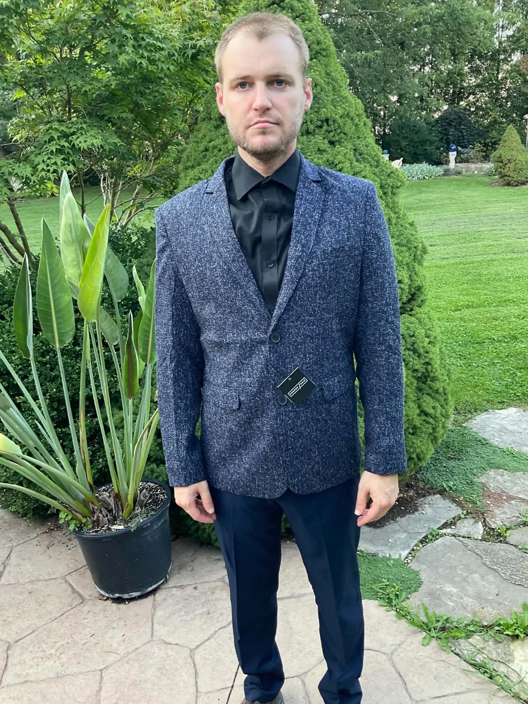 Proper Pair Navy Textured Blazer