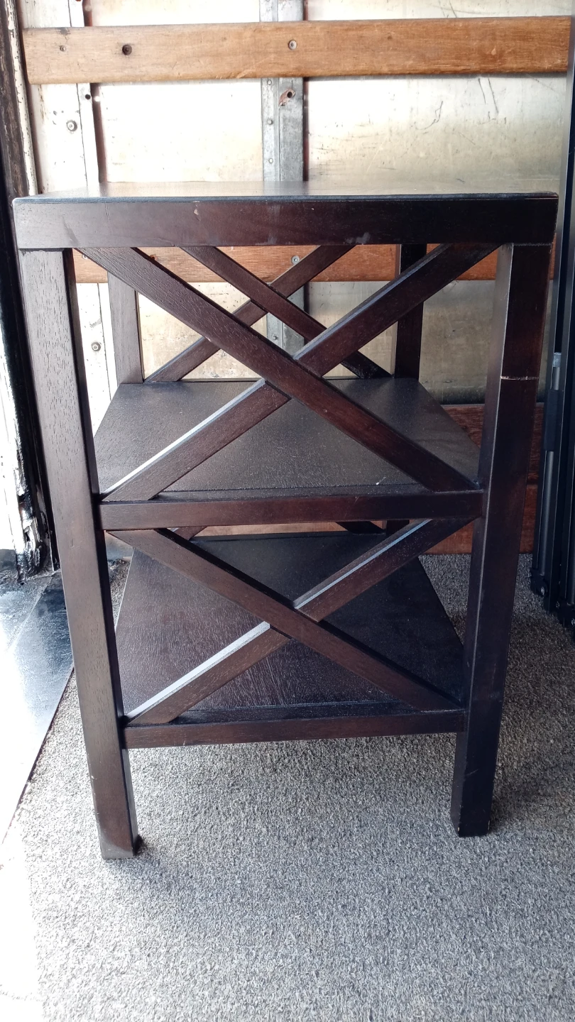 Dark Wood End Table with X-Side Design - photo 5