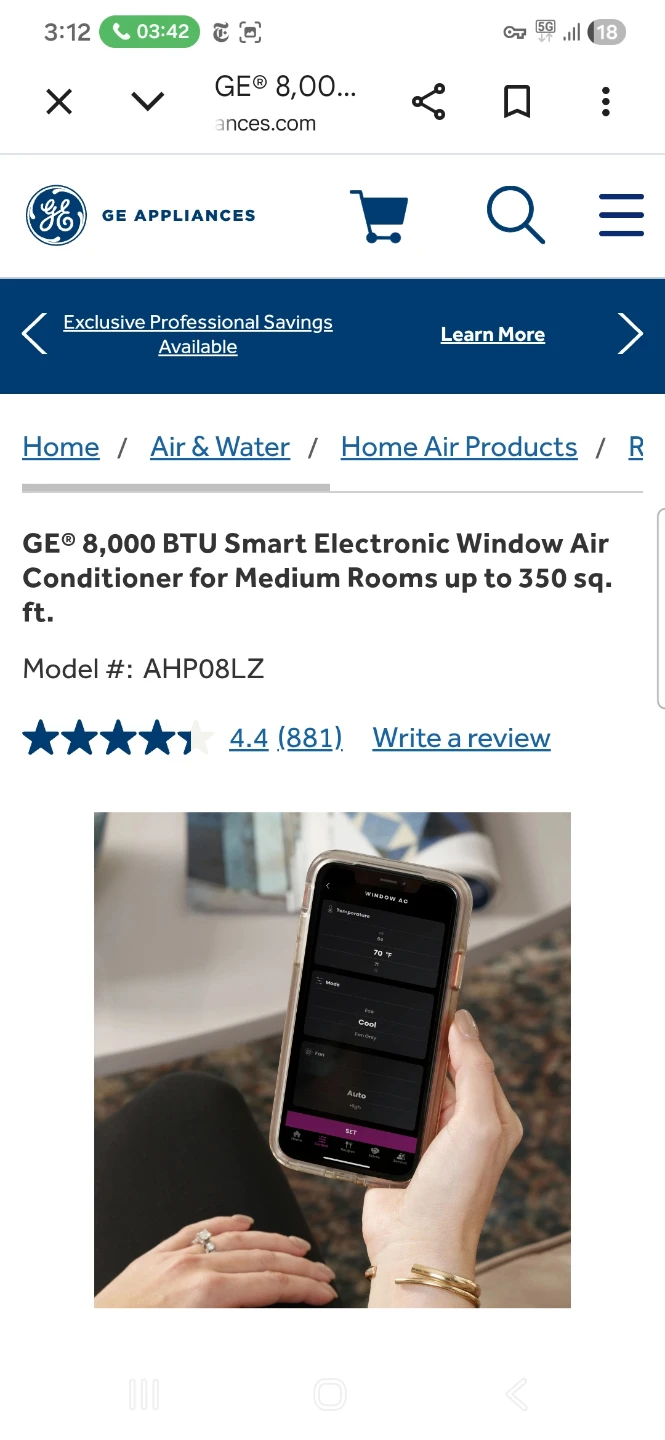 Transparent Seller's GE 8,000 BTU Smart Window Air Conditioner - photo 2