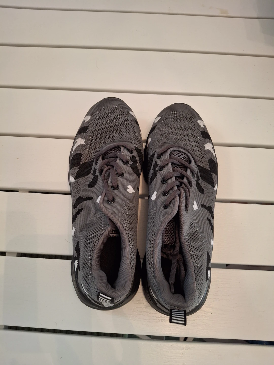 Gray and Black Patterned Knit Sneakers