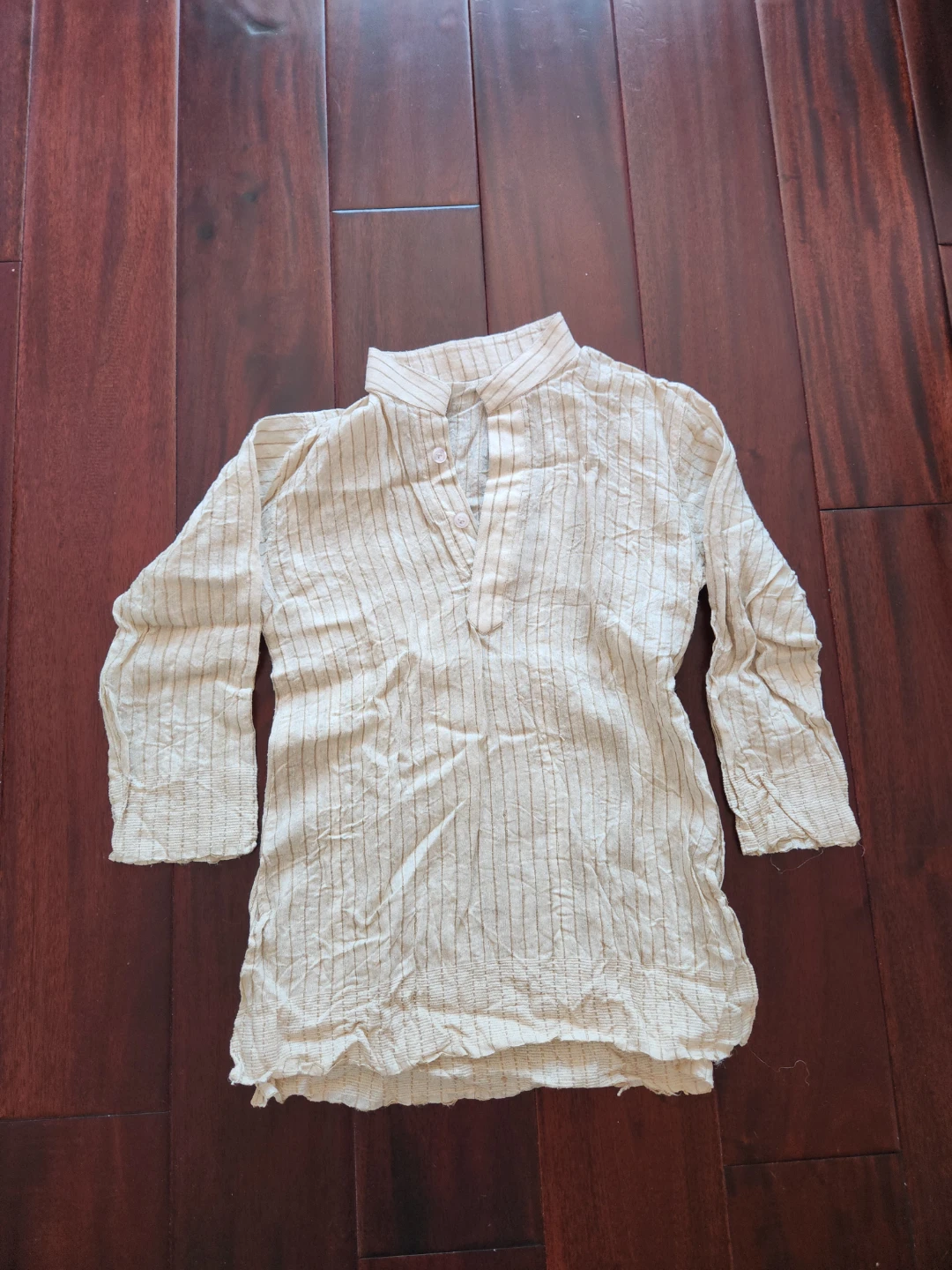 Striped Mandarin Collar Shirt
