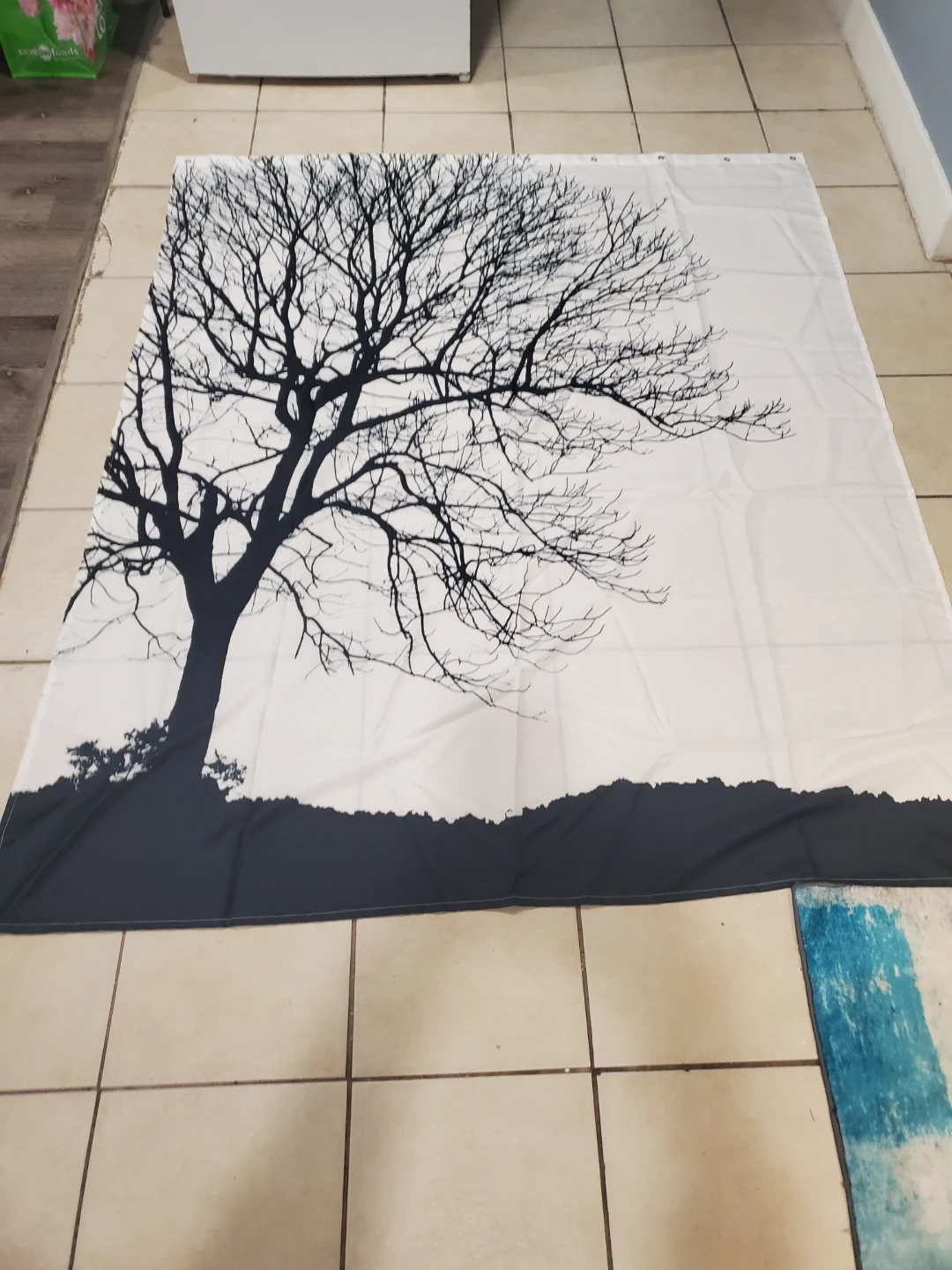 Black and white tree pattern shower curtain - photo 2