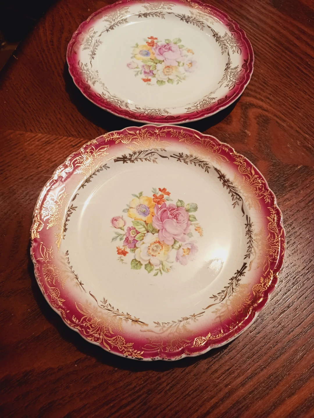 Two 22K Gold Warranted Royal China Maderia Plates