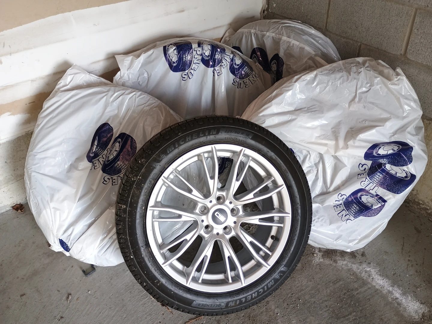 BMW 18" rims with tires (used) + Full-size spare (brand-new)