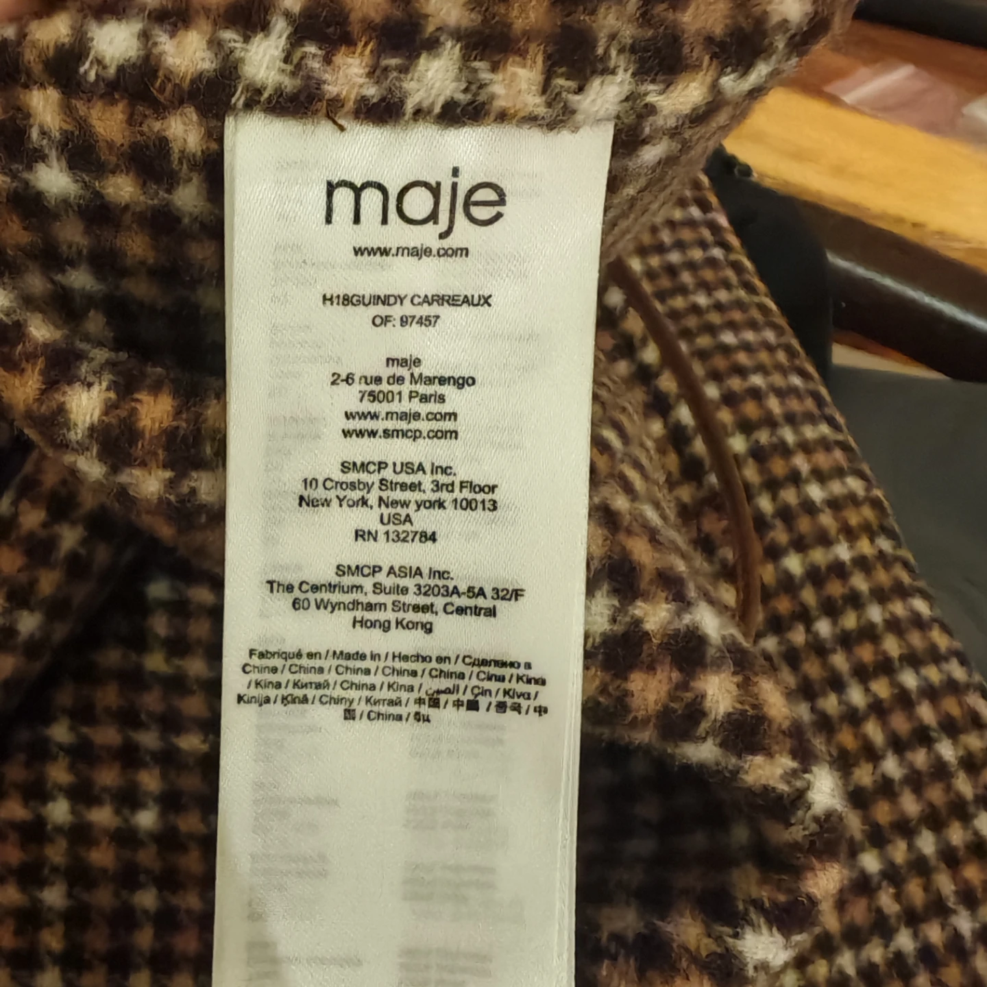 Maje Stylish Houndstooth Long wool Coat - photo 4