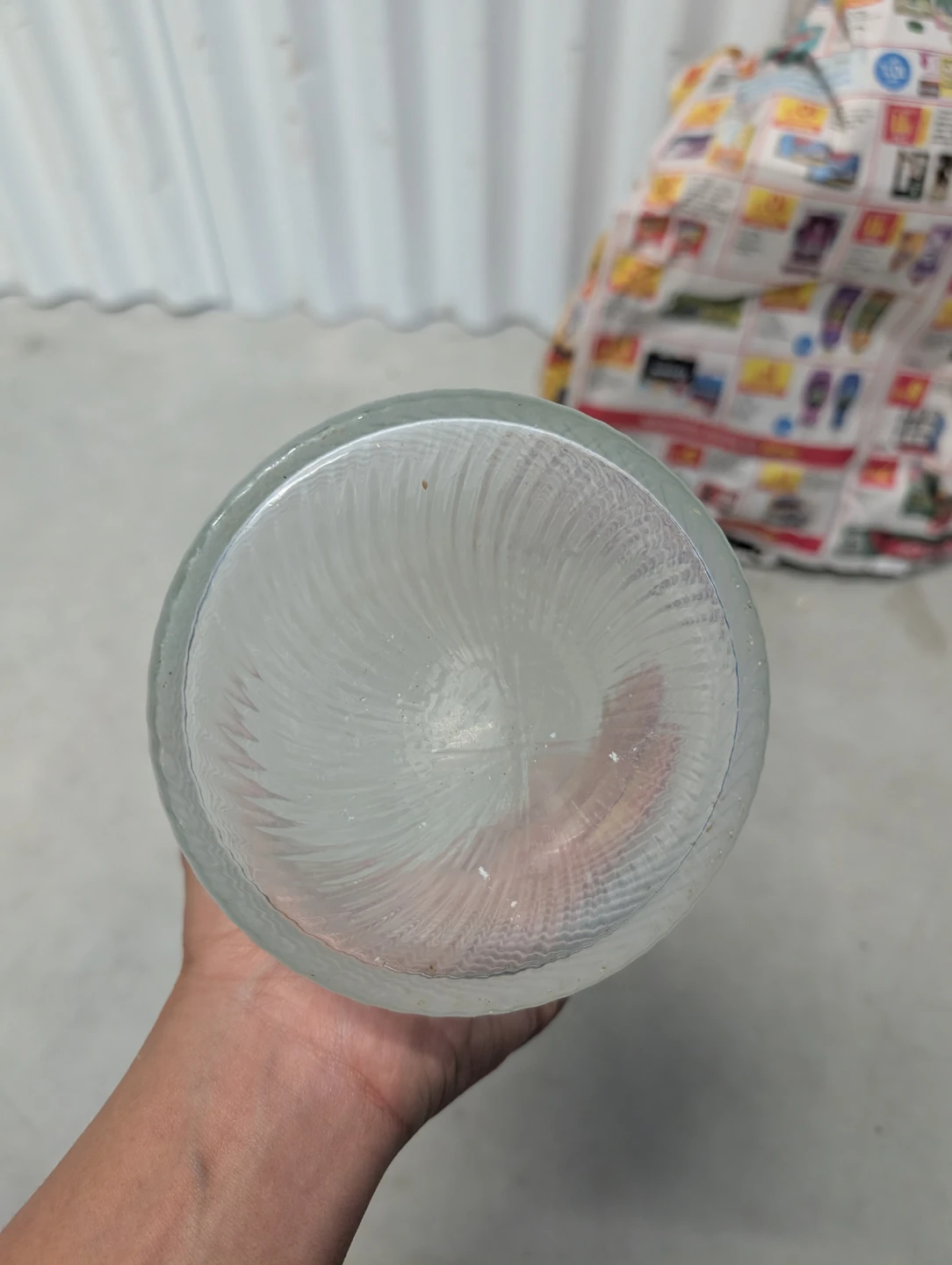 Clear Glass Vase with Spiral Pattern - photo 3