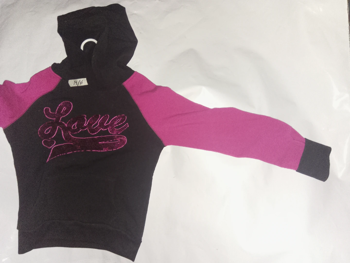 Girls Black and Pink Love Hoodie size 14/16 - photo 2
