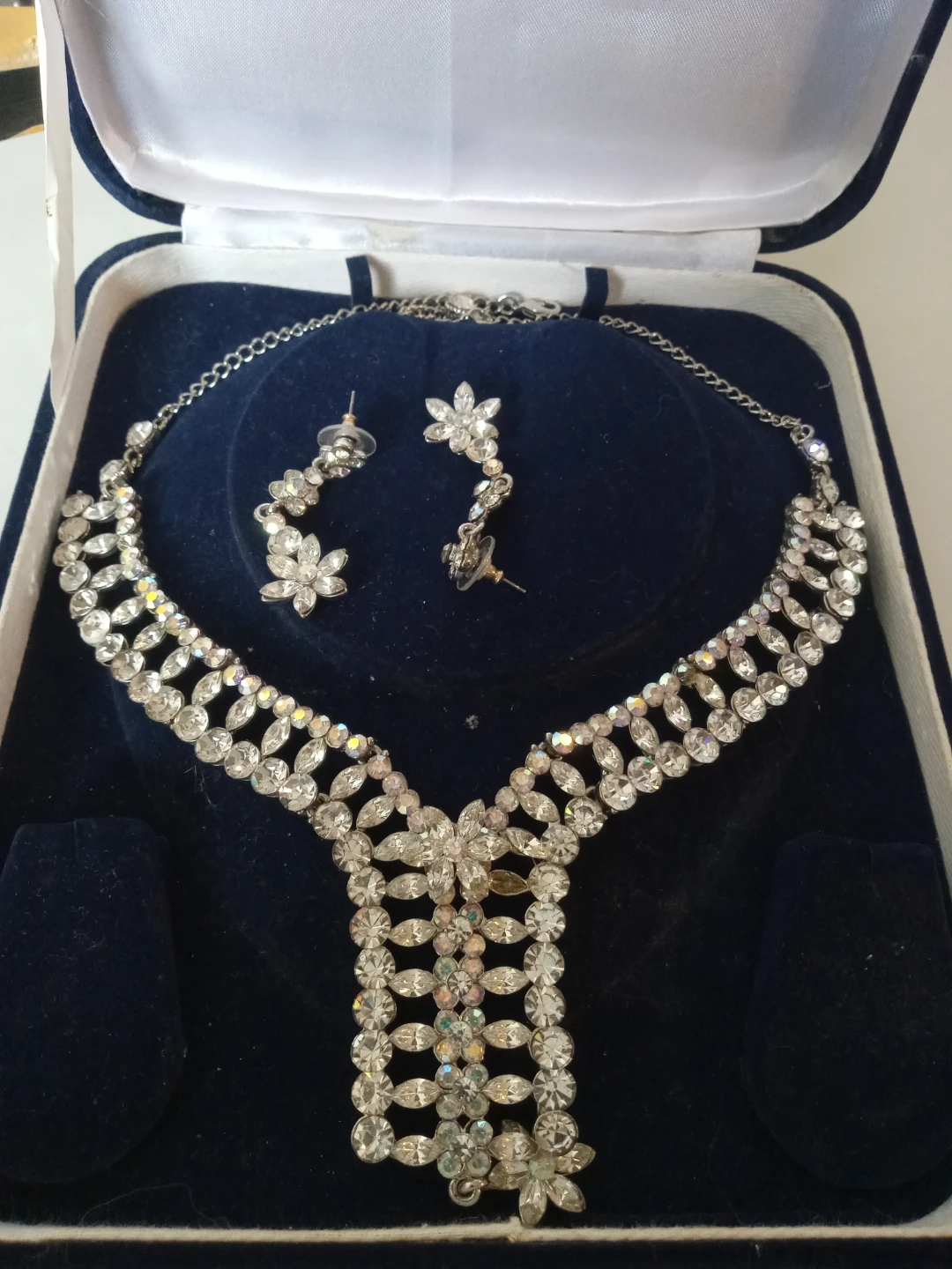 Crystal Flower Necklace and Earring Set