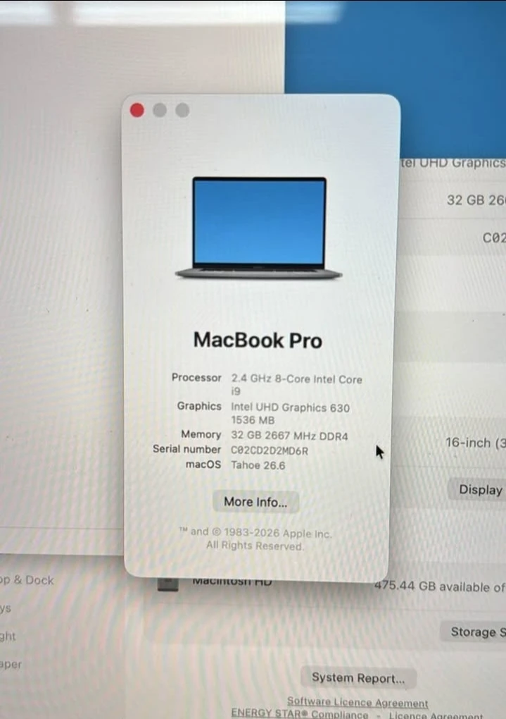 Macbook pro 2019 32GB RAM Intel i9 500ssd - photo 4