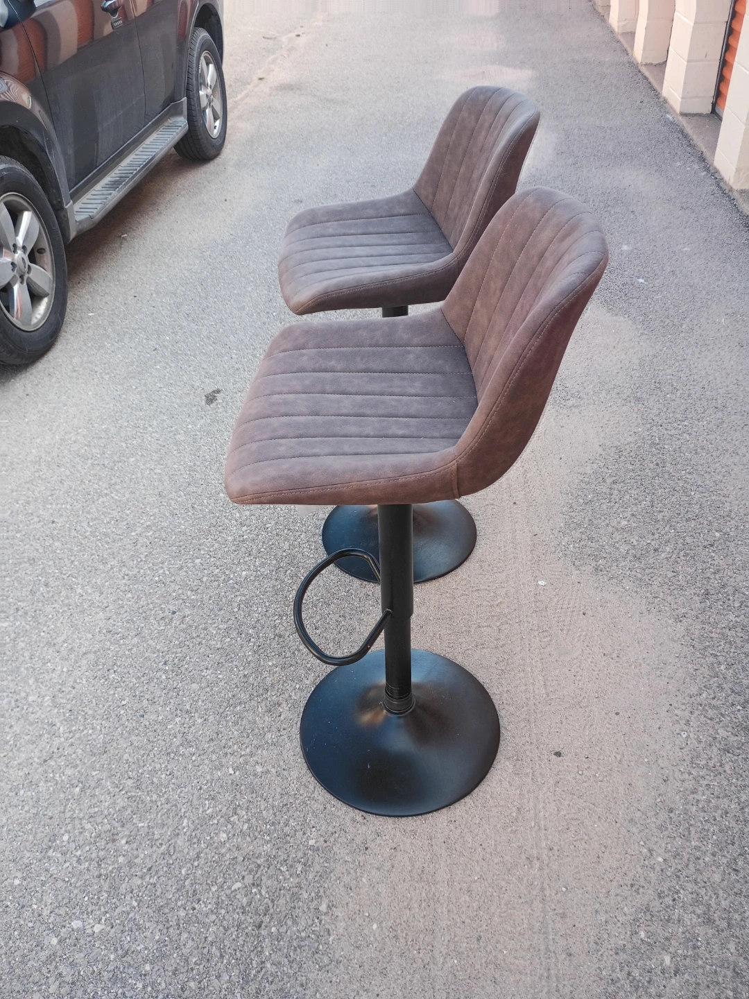 Two brown faux leather bar stools by Wayfair - photo 3