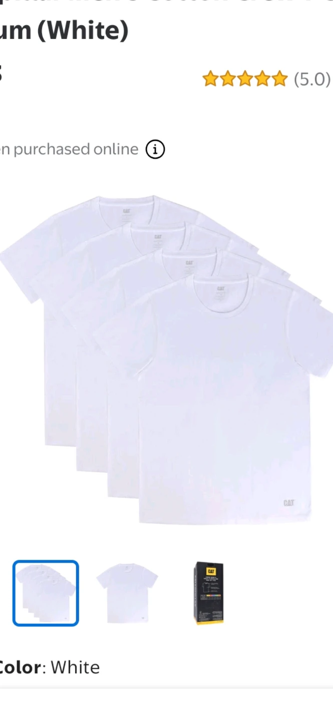 New Medium Caterpillar Men's Crew Shirts 4-Pack - White Medium - photo 2
