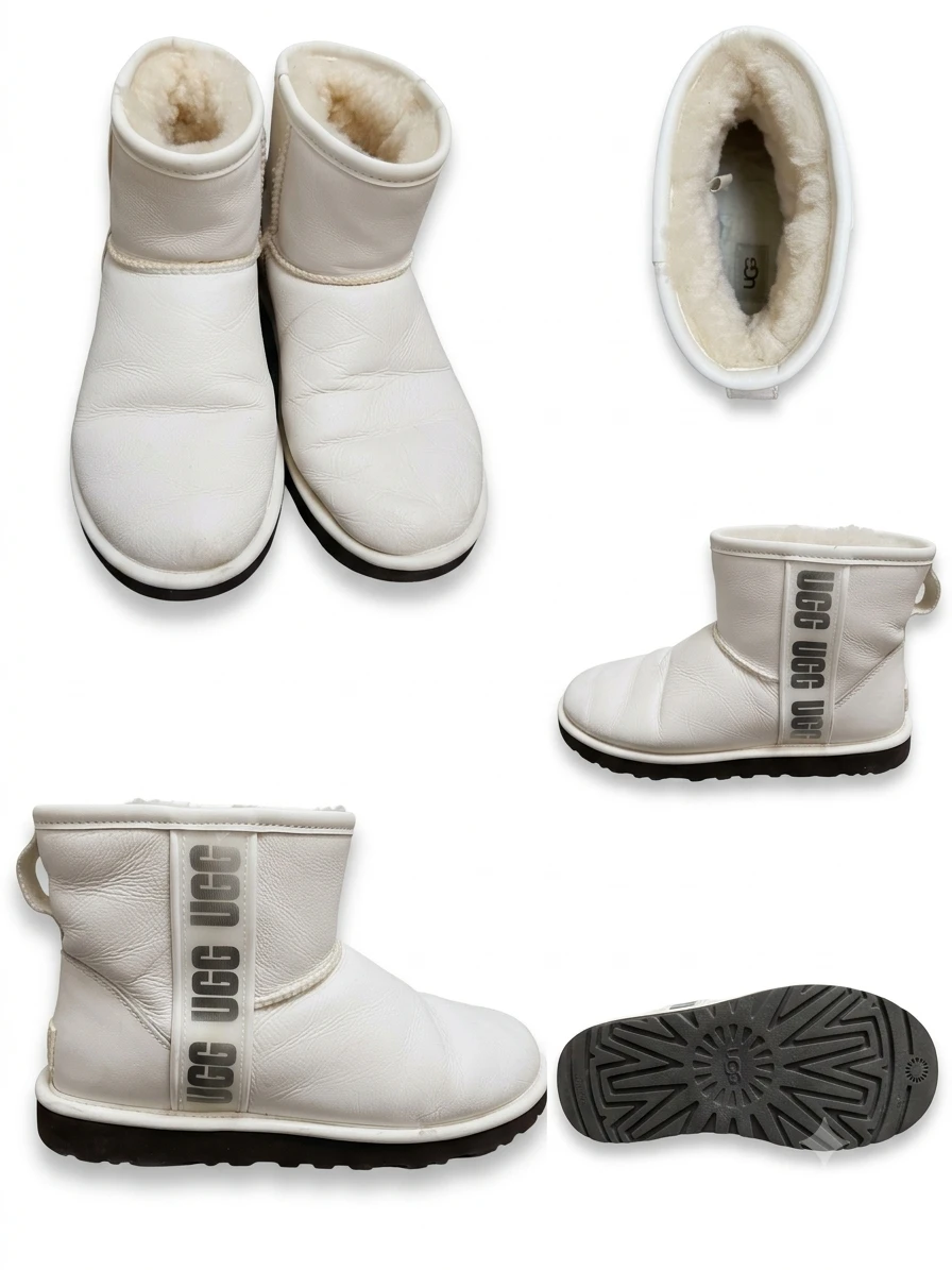 UGG White Leather Boots