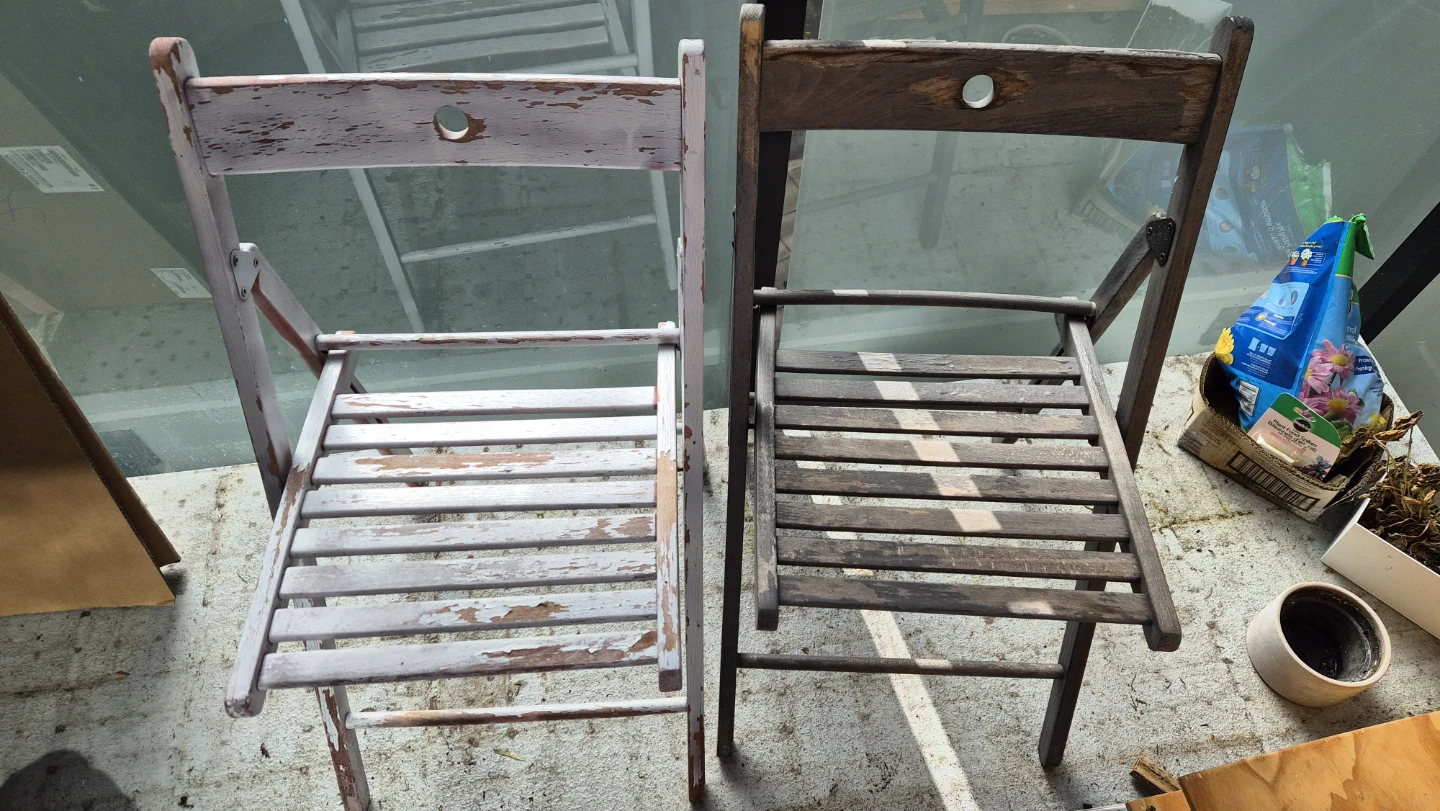 Two Wooden Folding Chairs