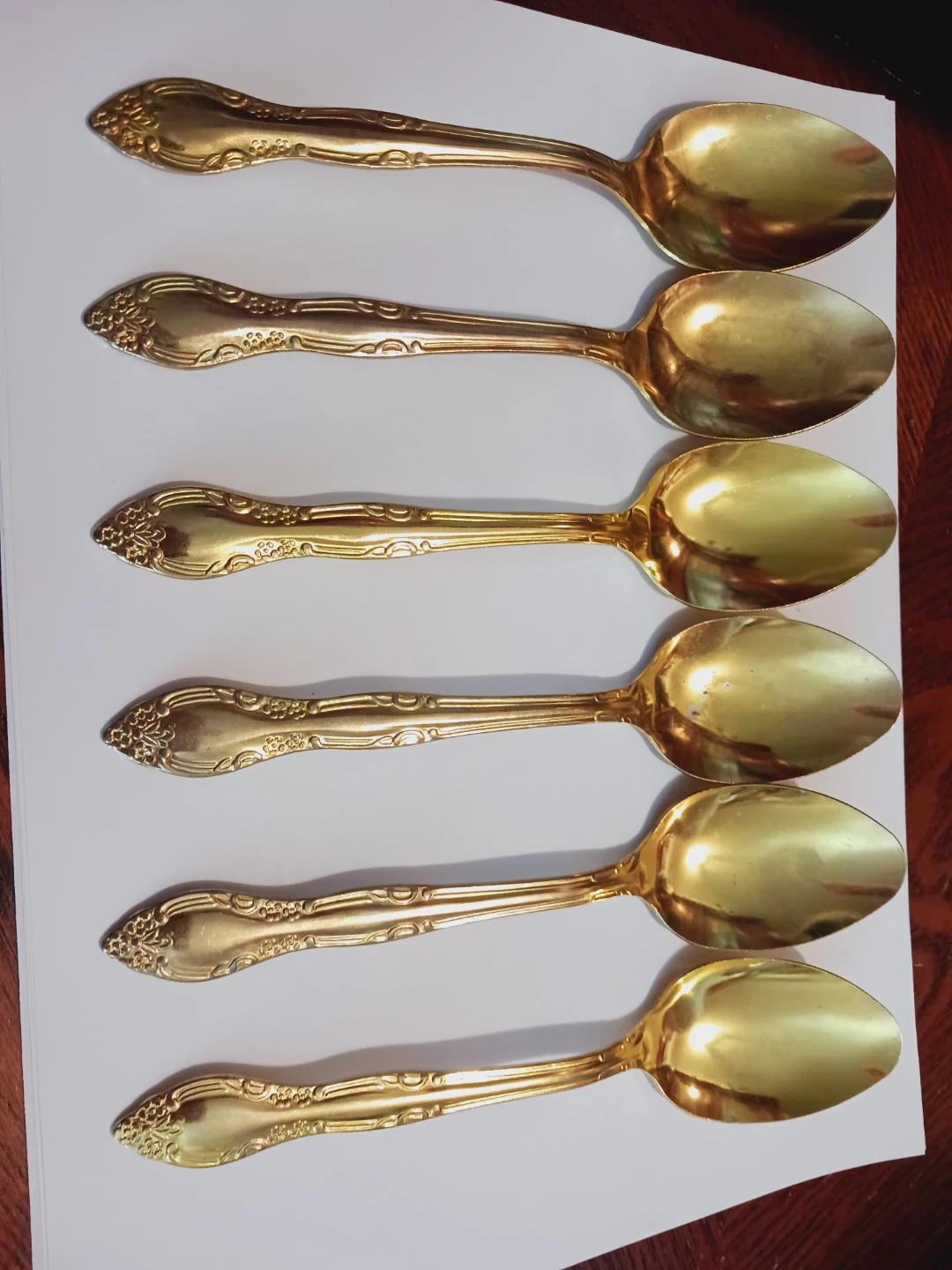 Set of 6  Gold Tone Spoons. New.