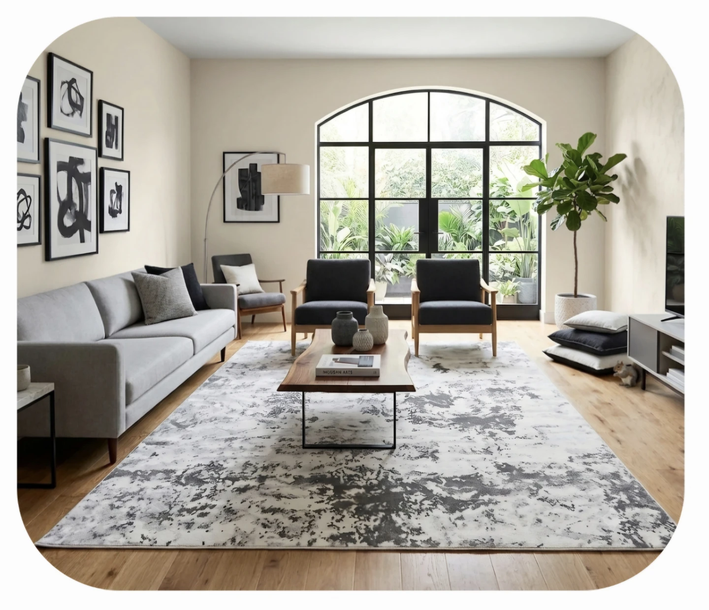 Brand New! 8x10 Modern Grey and White Abstract Area Rug