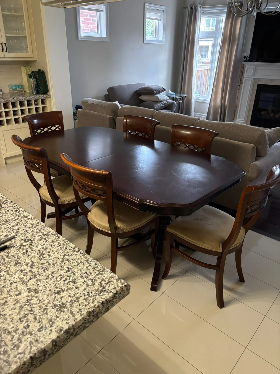 Dark Wood Dining Table and 8 Chairs