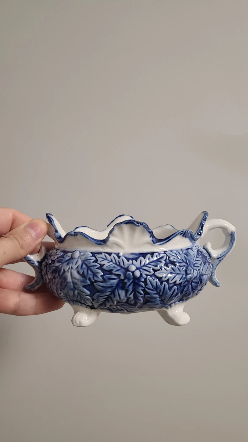 Vintage Blue and White Porcelain  Bowl