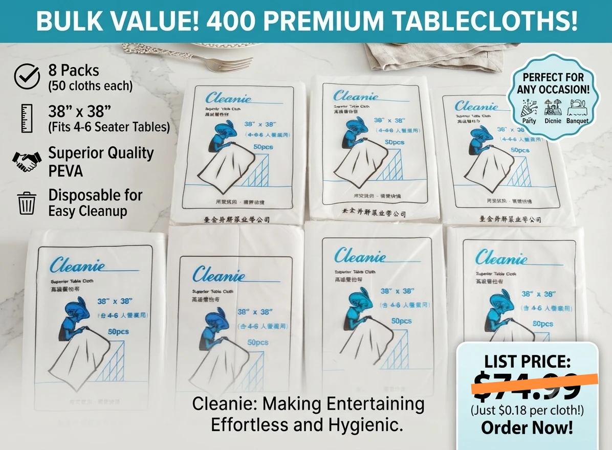 BULK VALUE! 400 Premium Disposable Tablecloths