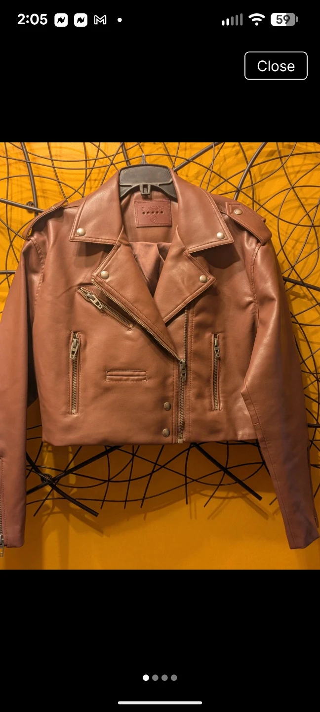 Blank-NYC Faux Leather Cropped Moto Jacket in Chestnut