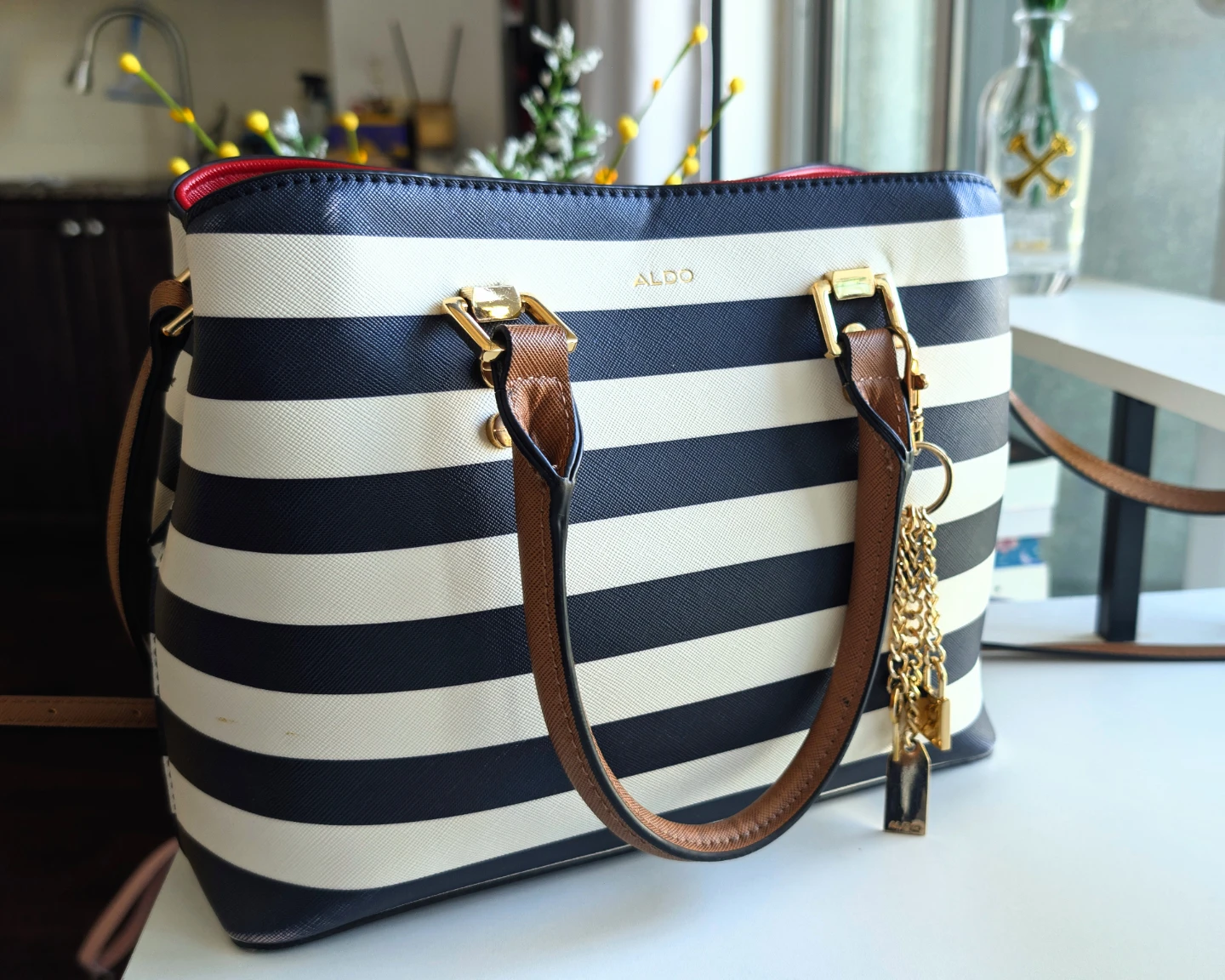 ALDO Legoiri Striped Satchel Tote Bag