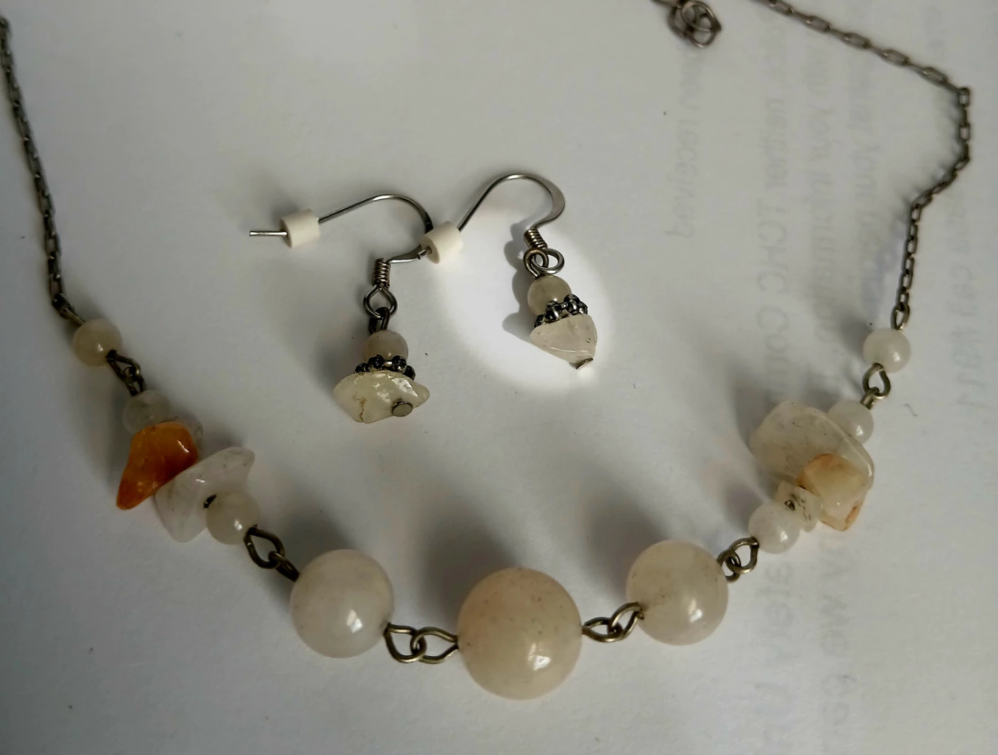 Honey JADE Stone Necklace and Earring Set - photo 2