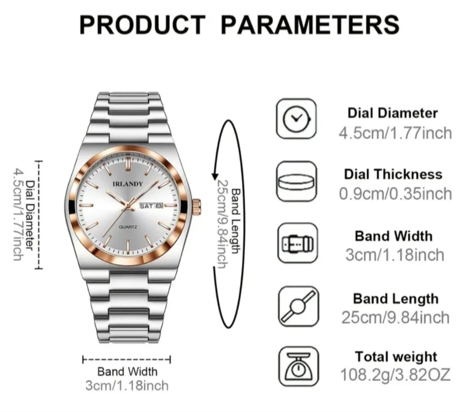 Irlandy Quartz Watch with Adjustment Tool 🏈 - photo 4