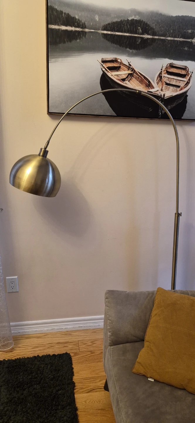 Brass Arched Floor Lamp with Marble Base - photo 2