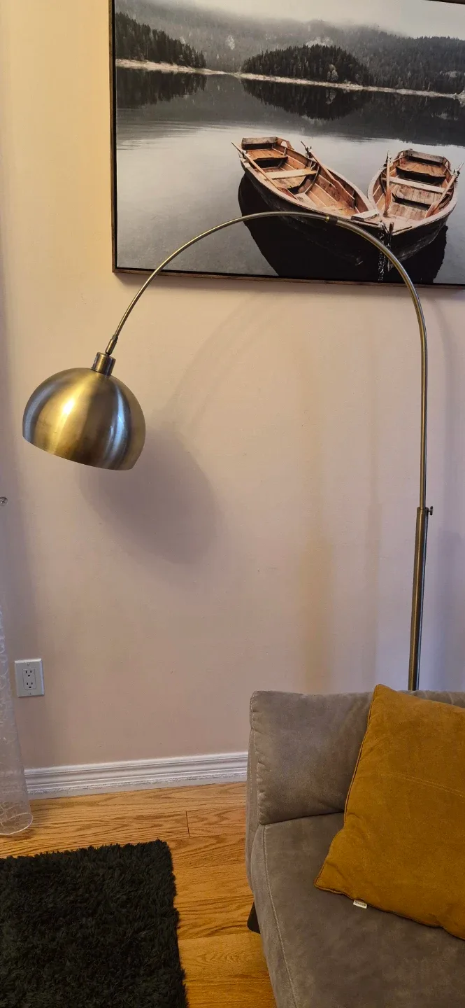Brass Arched Floor Lamp with Marble Base - photo 2