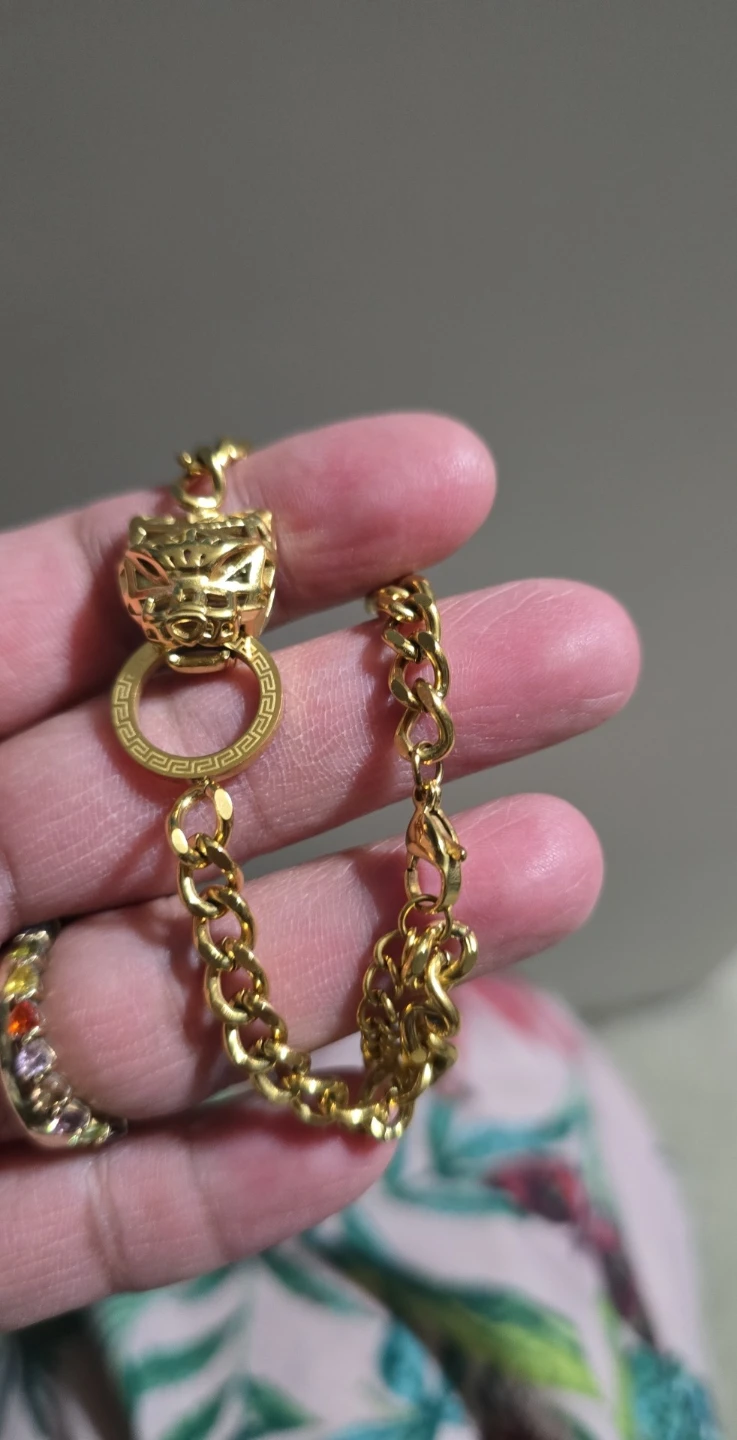 Gold-tone panther link bracelet