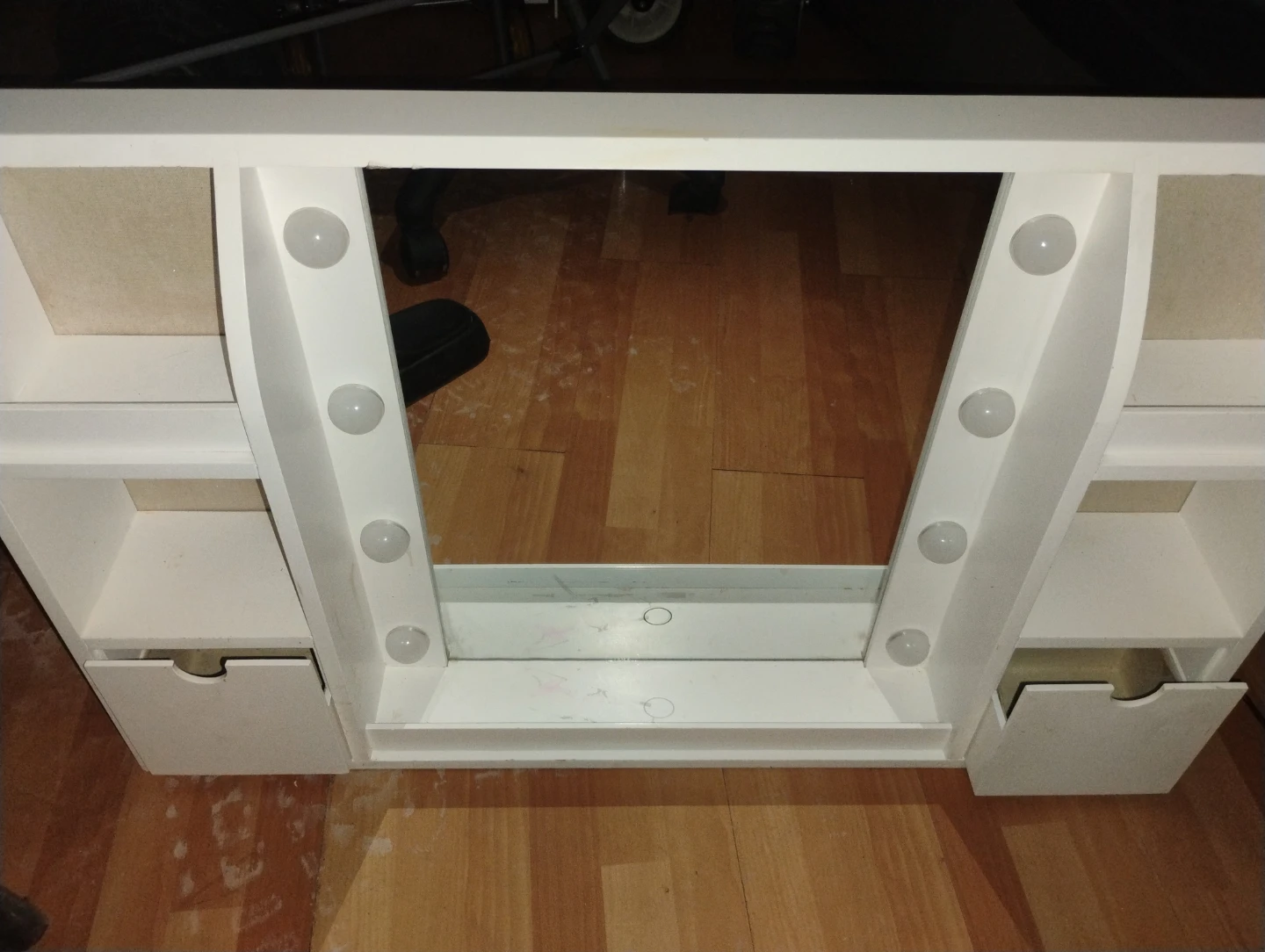 White Vanity Mirror with LED Lights and Storage - photo 3
