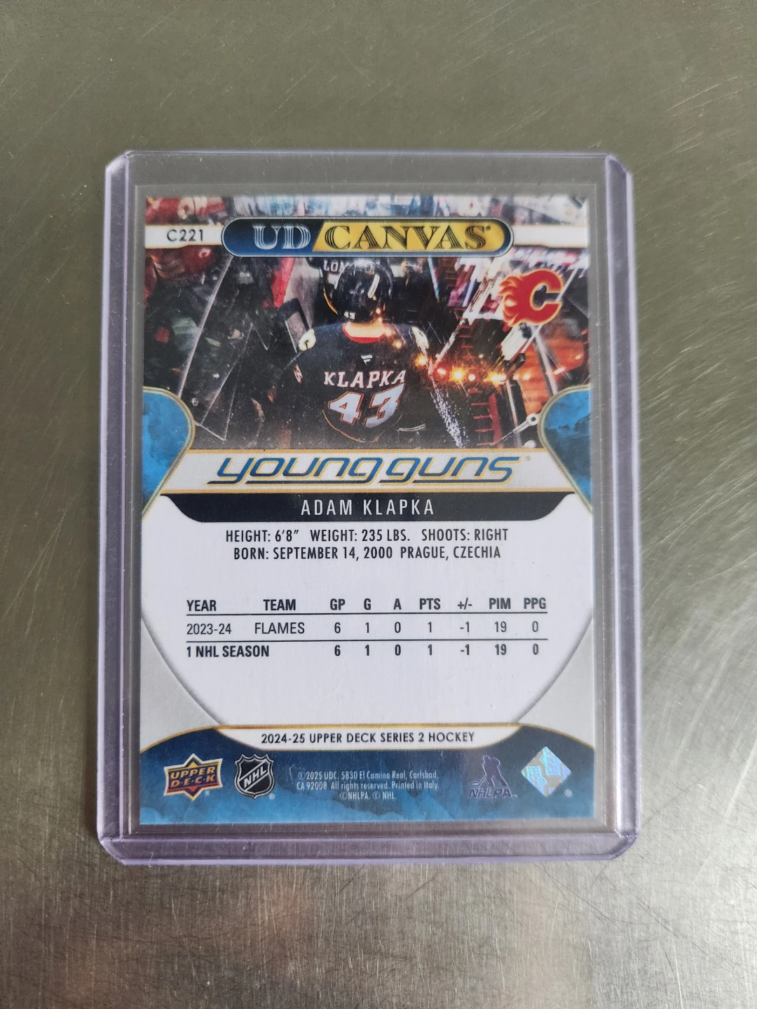 Adam Klapka 2024-25 UD Canvas Young Guns Rookie Card - photo 2